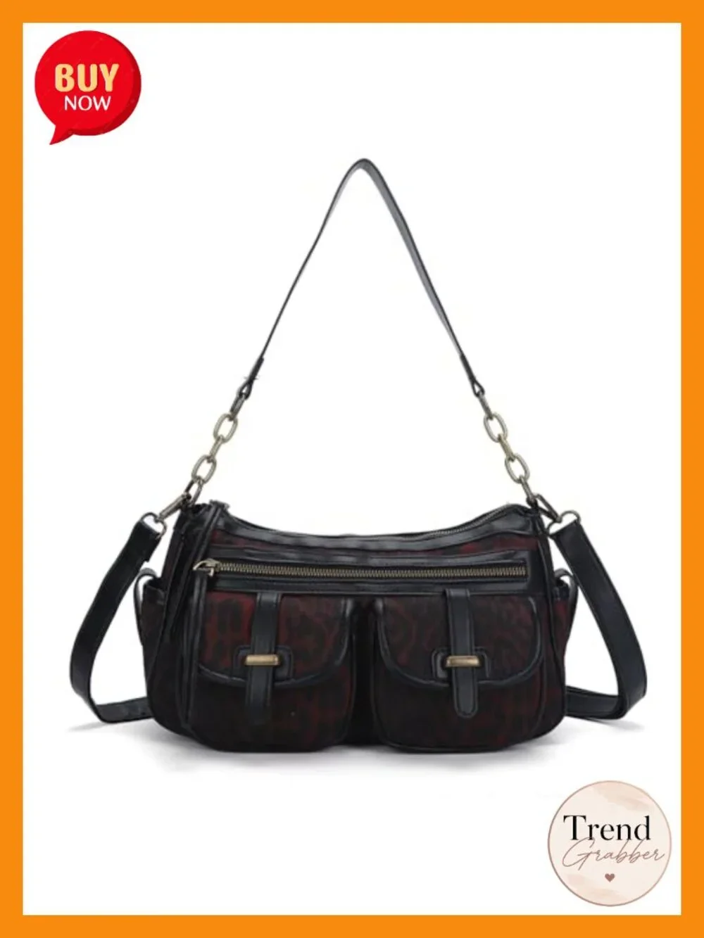 Vegan Leather Hobo Bag Crossbody Shoulder Purse Multi Pocket